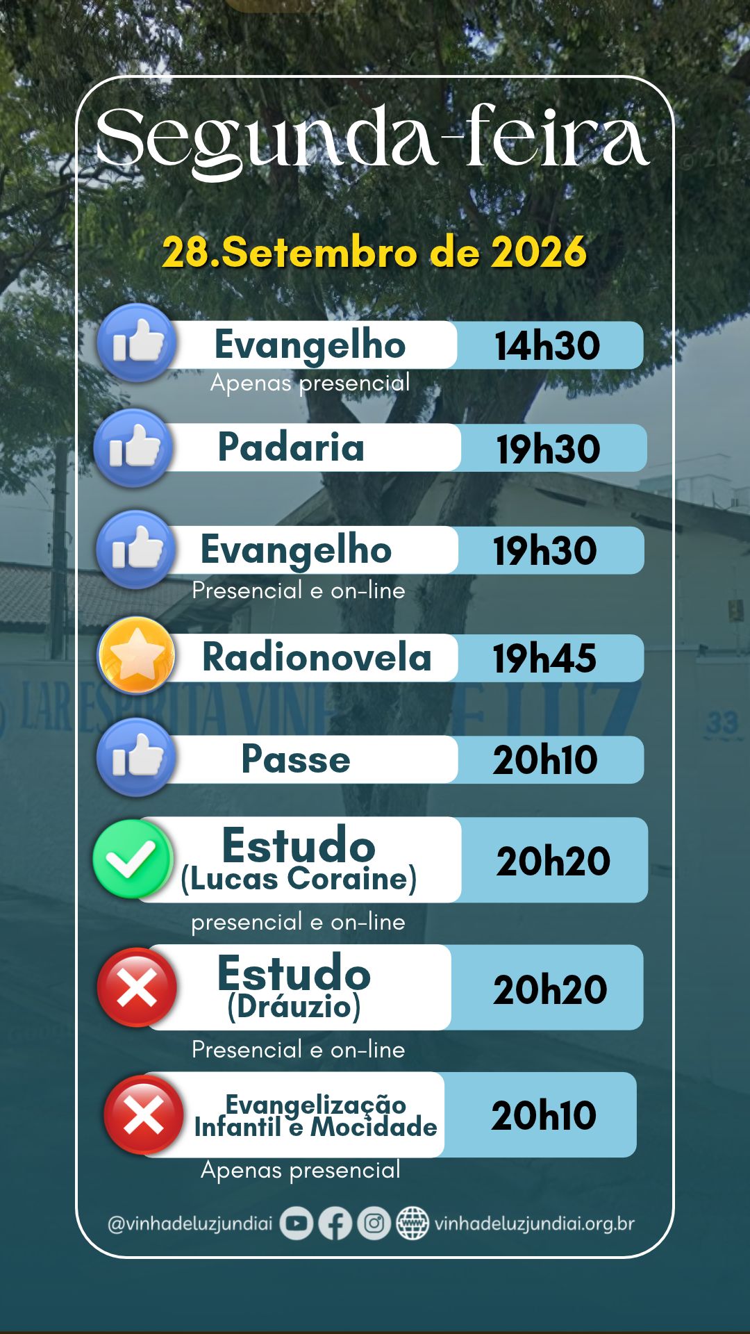 Agenda da segunda-feira