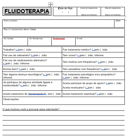 fluidoterapia formulário de entrevista