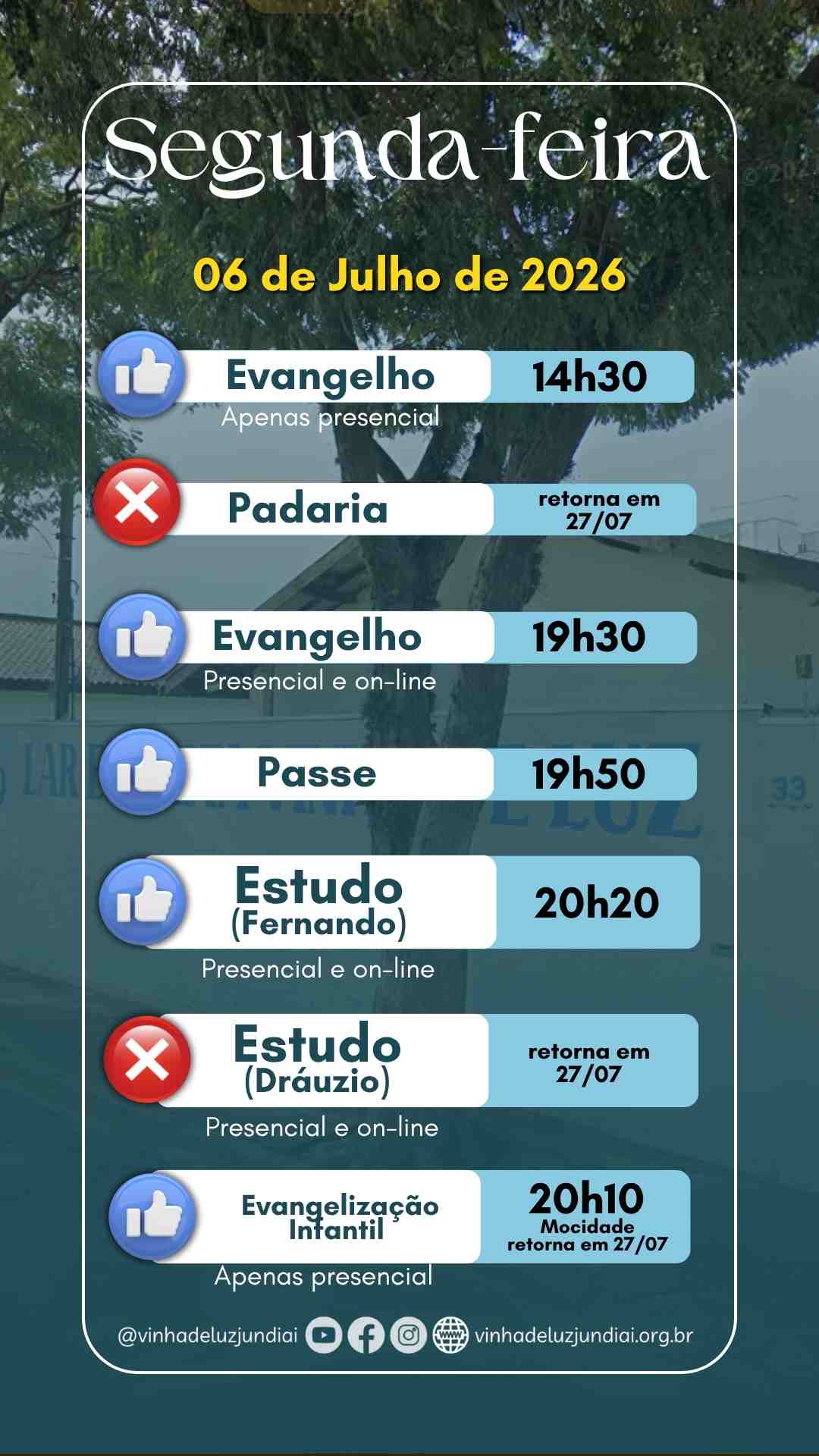 Agenda da segunda-feira